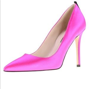 SJP Fawn Satin Pointed-Toe 100mm Pumps
